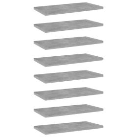 Bookshelf Boards 8 pcs Concrete Gray 15.7"x7.9"x0.6" Engineered Wood