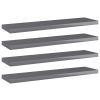 Bookshelf Boards 4 pcs High Gloss Gray 15.7"x3.9"x0.6" Engineered Wood