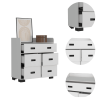 Alyn Dresser, Four Legs, Four Drawers, One Double Drawer, Superior Top -White