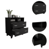 Portanova Two Drawer Dresser, Two Open Shelves, Superior Top, Four Legs -Black