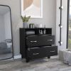 Portanova Two Drawer Dresser, Two Open Shelves, Superior Top, Four Legs -Black