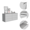 Asteria 6 Drawer Double Dresser, Metal Handles -White