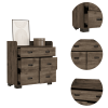 Alyn Dresser, Four Legs, Four Drawers, One Double Drawer, Superior Top -Dark Brown