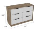 Longhill 6-Drawer Rectangle Dresser Pine and White