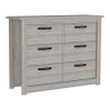Becca 6 Drawer Double Dresser , Four Legs, Metal Hardware -Light Gray