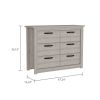 Becca 6 Drawer Double Dresser , Four Legs, Metal Hardware -Light Gray