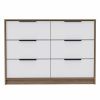Longhill 6-Drawer Rectangle Dresser Pine and White