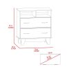 Portanova Two Drawer Dresser, Two Open Shelves, Superior Top, Four Legs -White