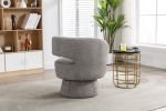 360 Degree Swivel Cuddle Barrel Accent Chairs, Round Armchairs with Wide Upholstered, Fluffy Fabric Chair for Living Room, Bedroom, Office, Waiting Ro