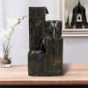15.7inches Poly-resin Artificial Wood Indoor Tabletop Water Fountain with LED Light for Home and Office Soothing Decoration