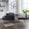 36.61'' Wide Modern Accent Chair With 3 Positions Adjustable Backrest, Tufted Chaise Lounge Chair, Single Recliner Armchair With Ottoman And Gold Legs