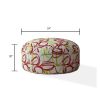 Indoor RIBBONS & TWIRLS Green Round Zipper Pouf - Stuffed - Extra Beads Included! - 24in dia x 20in tall