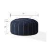 Indoor DRIZZLE Vintage Navy Round Zipper Pouf - Cover Only - 24in dia x 20in tall