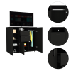 DEPOT E-SHOP Milano Double Door Cabinet Dresser, Two Drawers, Four Interior Shelves, Rod, Black