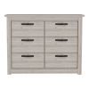 Becca 6 Drawer Double Dresser , Four Legs, Metal Hardware -Light Gray