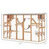 Catio Playground Cat Window Box Outside Enclosure, Wooden Outdoor Cat House with Weather Protection Roof for Multiple Kitties, Cat Shelter Kitten Play
