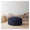Indoor DRIZZLE Vintage Navy Round Zipper Pouf - Cover Only - 24in dia x 20in tall