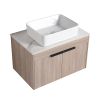 30 " Modern Design Float Bathroom Vanity With Ceramic Basin Set;  Wall Mounted White Oak Vanity With Soft Close Door; KD-Packing;  KD-Packing;  2 Piec